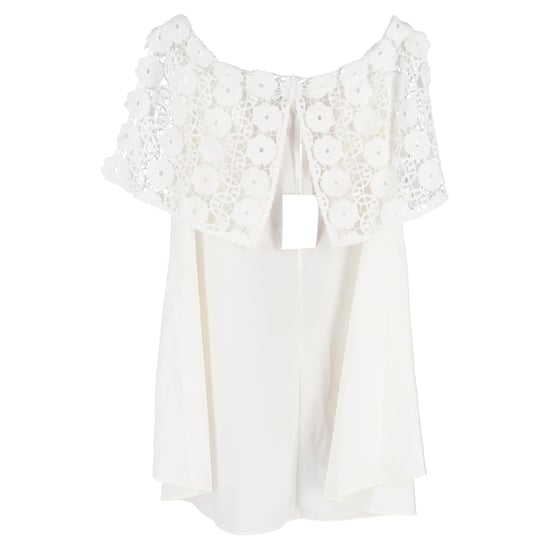 Självporträtt Blommig Spetsklänning Off Shoulder i Vit Bomull - Image 2