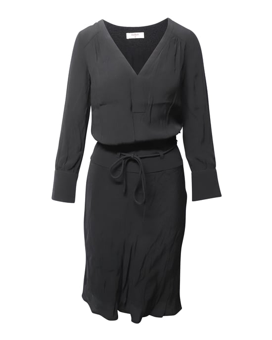 Ba&sh midi-jurk met lange mouwen in zwarte viscose - Image 1