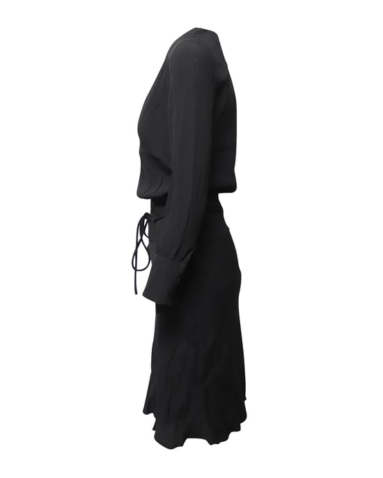 Ba&sh midi-jurk met lange mouwen in zwarte viscose - Image 3