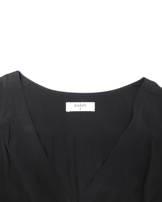 Ba&sh midi-jurk met lange mouwen in zwarte viscose - Image 6