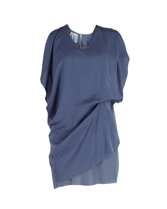 Acne Studios Mallory Overlay Mini Casual Jurk in Marineblauw Polyester - Image 1