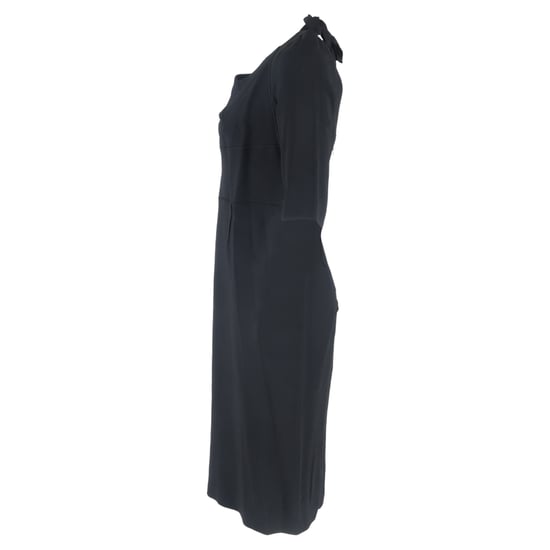 Roland Mouret midi-jurk met panelen en strikdetails in zwarte viscose. - Image 2