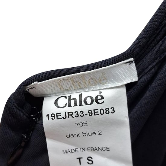 Chloé Square Neck Mini Dress in Navy Blue Cotton - Image 4