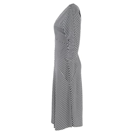 Maje Rava gestreepte twill midi-jurk in zwarte viscose - Image 2