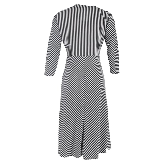 Maje Rava gestreepte twill midi-jurk in zwarte viscose - Image 3