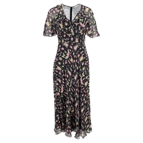Rode Valentino midi-jurk met V-hals en print in zwarte zijde - Image 1