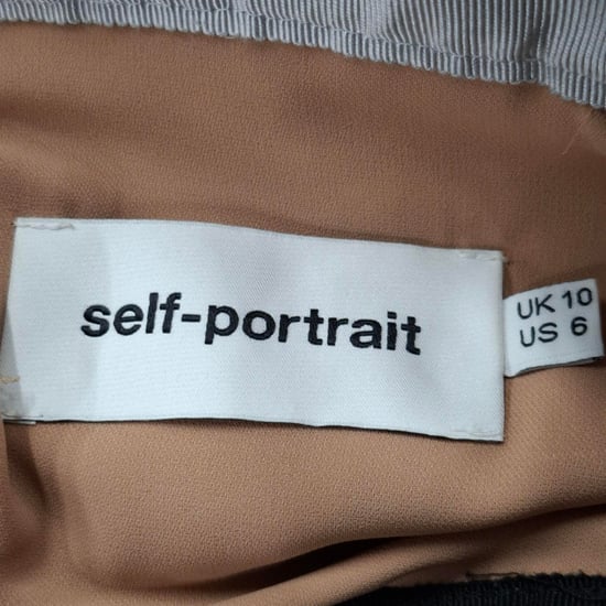 Självporträtt Blommig Spetsklänning med Bara Axlar i Grå Polyester - Image 3