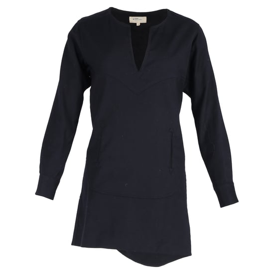 Isabel Marant Étoile mini-jurk met lange mouwen in marineblauwe wol - Image 1