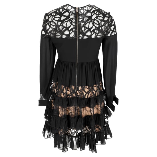 Elie Saab mini-jurk met lange mouwen en kanten details, in gelaagde stijl, uitgevoerd in zwart polyamide. - Image 3