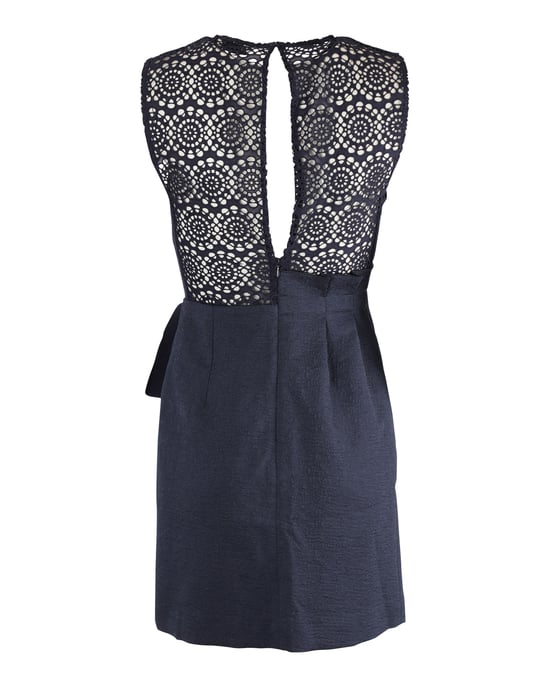 Sandro Justin Jacquard minijurk in marineblauw polyester - Image 3