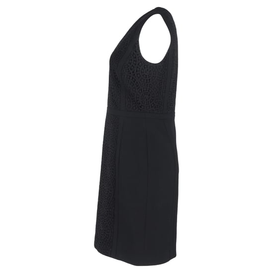 Hugo Boss midi-jurk met V-hals en kanten details in zwarte wol - Image 2