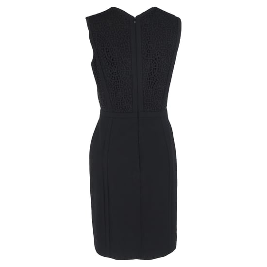Hugo Boss midi-jurk met V-hals en kanten details in zwarte wol - Image 3