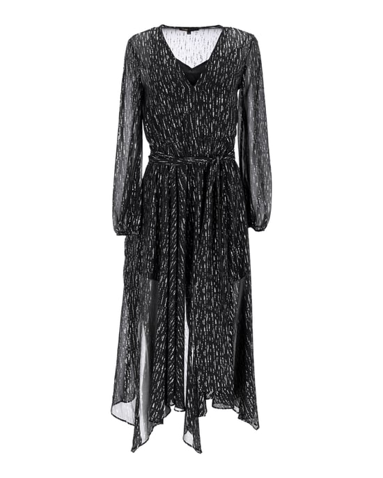 Maje Route midi-jurk van metallic georgette met plooien in zwart polyester - Image 1