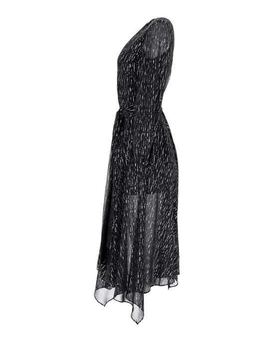Maje Route midi-jurk van metallic georgette met plooien in zwart polyester - Image 2