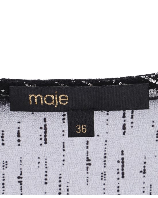 Maje Route midi-jurk van metallic georgette met plooien in zwart polyester - Image 4