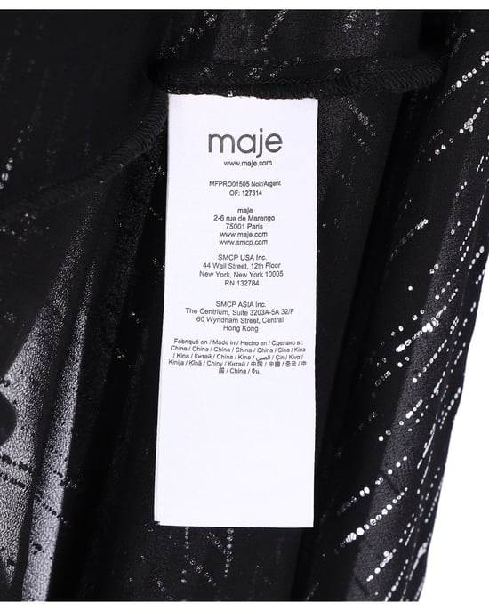 Maje Route midi-jurk van metallic georgette met plooien in zwart polyester - Image 5