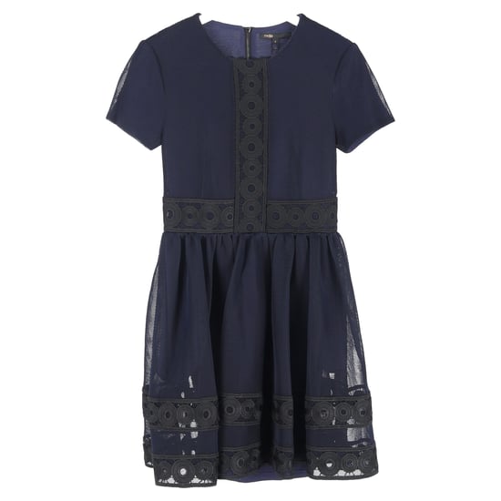 Maje mini-jurk met ronde hals en kanten details in marineblauw polyester - Image 1