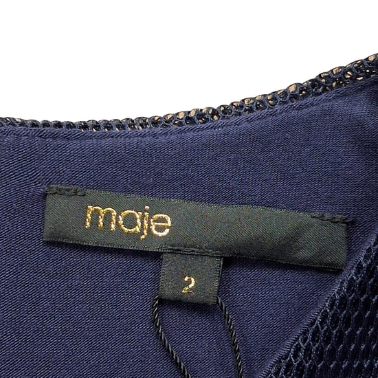 Maje mini-jurk met ronde hals en kanten details in marineblauw polyester - Image 3