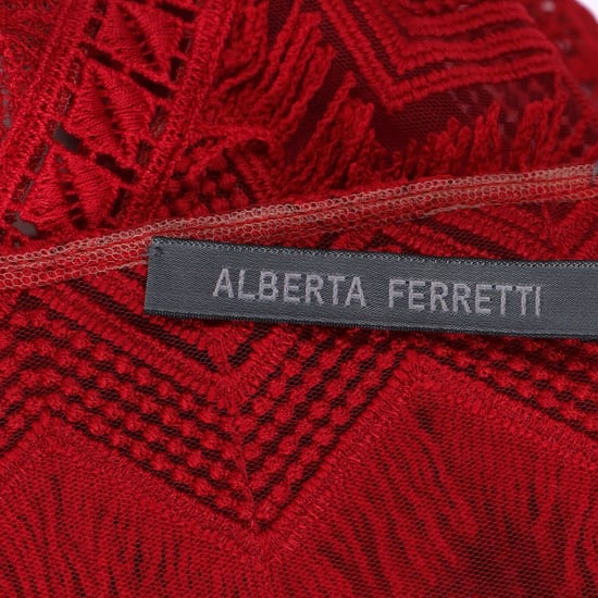 Alberta Ferretti Land and Fringe Detail Mini Dress in Red Acetate - Image 3