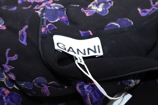 Ganni midi-jurk van bedrukte georgette in zwarte viscose - Image 3