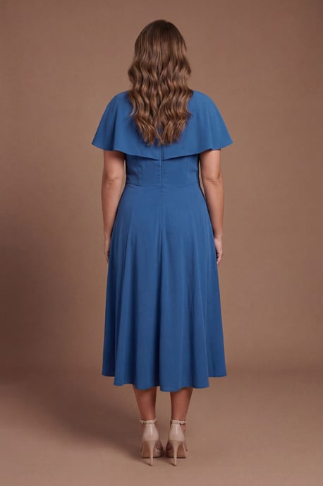 Plus V Neck Short Sleeve Ponte Midi Dress - Image 2