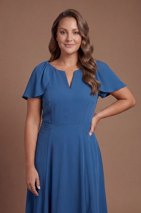 Plus V Neck Short Sleeve Ponte Midi Dress - Image 3