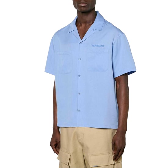 Represent Heren Lyocell Pocket Korte Mouwen Bowling Shirt (Blauw) - Image 2