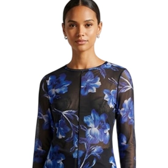 Ted Baker Dames-T-shirt met bloemenprint en doorschijnende stof (Blauw) - Image 4