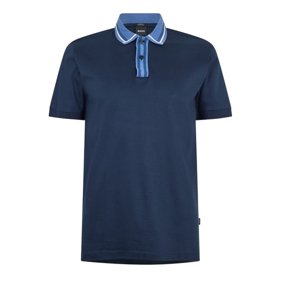 Boss Herenpoloshirt met korte mouwen en contrasterende details (Donkerblauw) - Image 1