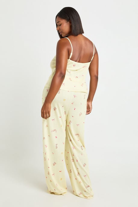 Plus Pointelle Bunny Print Cami And Trouser Pj Set - Image 2