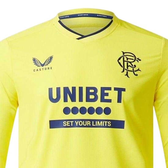 Castore Rangers FC T-shirt met V-hals en lange mouwen voor heren (Geel) - Image 3