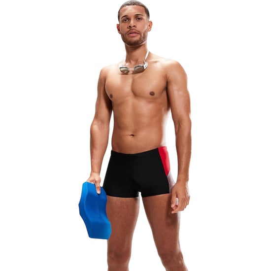 Speedo Geometrische zwembroek voor heren met split (Zwart/Rood) - Image 4
