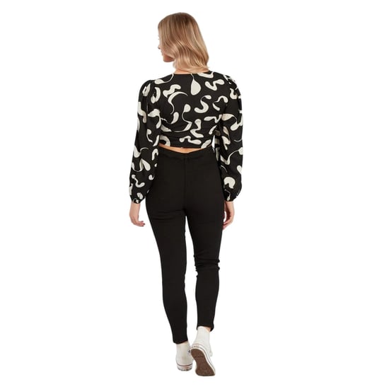 Influence Crop-top voor dames met strik aan de voorkant (Zwart) - Image 2