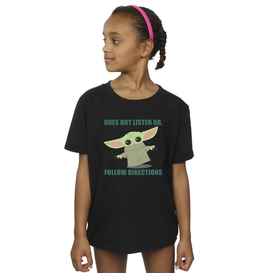 Star Wars Girls The Mandalorian Grogu lyssnar inte T-shirt i bomull (Svart) - Image 1