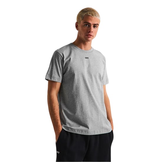 Off White Kortärmad T-shirt för män utan logotyp (Ljusgrå) - Image 3