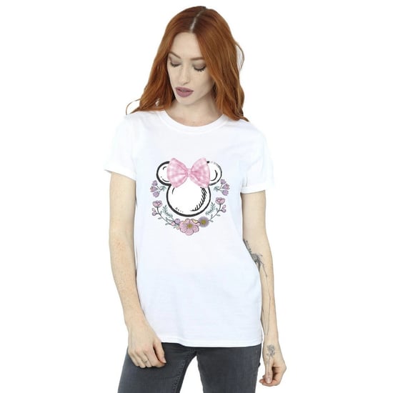 Disney Womens/Ladies Minnie Mouse Flowers Cotton Bow Boyfriend T-Shirt (White) - Image 1