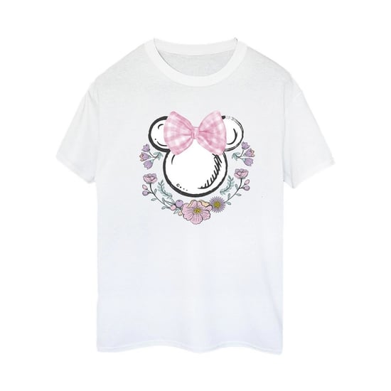 Disney Womens/Ladies Minnie Mouse Flowers Cotton Bow Boyfriend T-Shirt (White) - Image 2