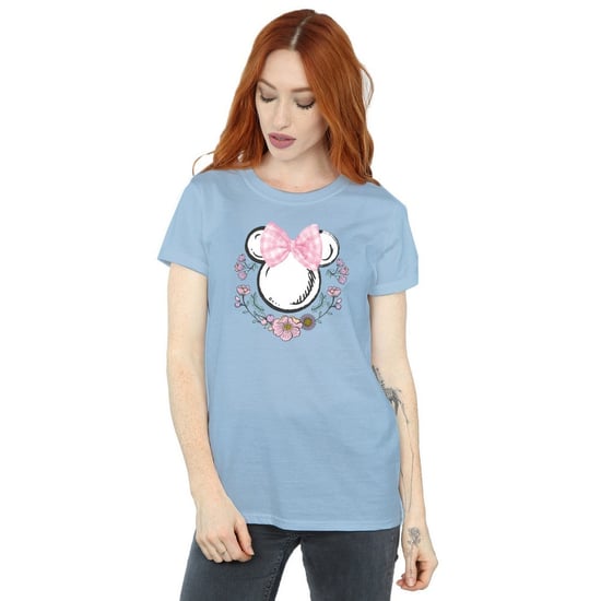Disney Womens/Ladies Minnie Mouse Flowers Cotton Bow Boyfriend T-Shirt (Baby Blue) - Image 1