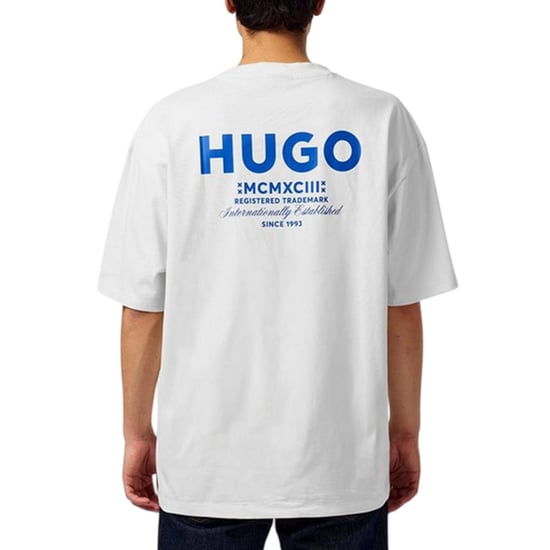 Hugo MCMXCIII-T-shirt för män med tryck på ryggen (Vit/blå) - Image 4