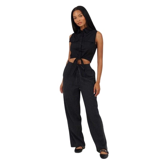 Brave Soul Dames Tied Hem Mouwloze Croptop (Zwart) - Image 3