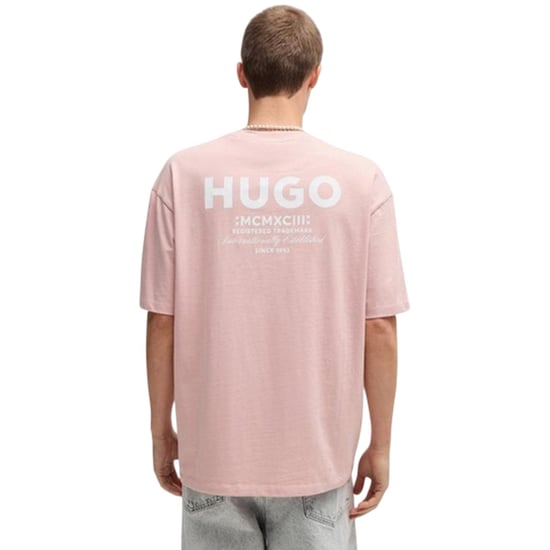 Hugo Heren-T-shirt met opdruk op de rug: MCMXCIII (Lichtroze) - Image 3