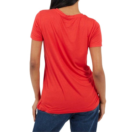 Brave Soul Effen T-shirt met vetersluiting voor dames (Echt rood) - Image 2