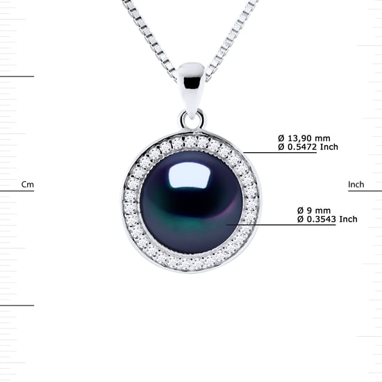 SUN Necklace Freshwater Pearl 9-10 mm Black 925 - Image 3