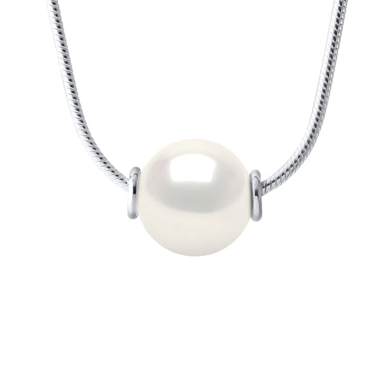 Freshwater Pearl Necklace 10-11mm Round Black White Serpentine 925 - Image 1