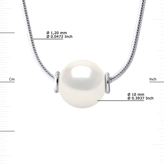 Freshwater Pearl Necklace 10-11mm Round Black White Serpentine 925 - Image 3