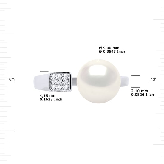 Ring Adjustable Freshwater Pearl Jewelry 9-10mm White 925 - Image 3