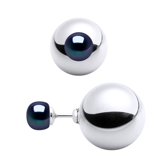 Oorbellen DUPLEX Kralen Zoetwater 6-7mm Black 925 - Image 1