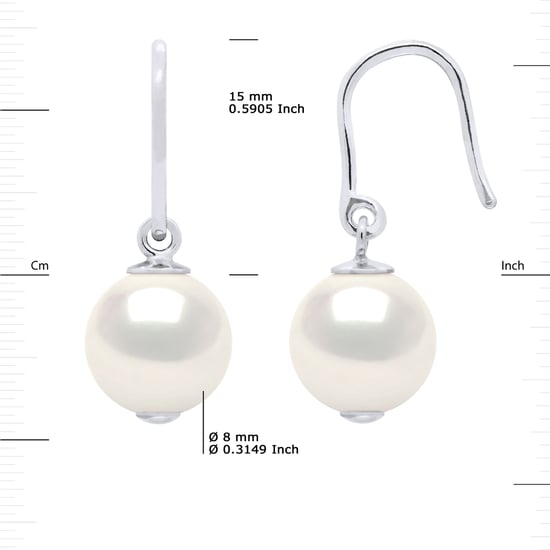 Oorbellen Hooks zoetwaterparels Rond 8-9 mm White 925 - Image 3