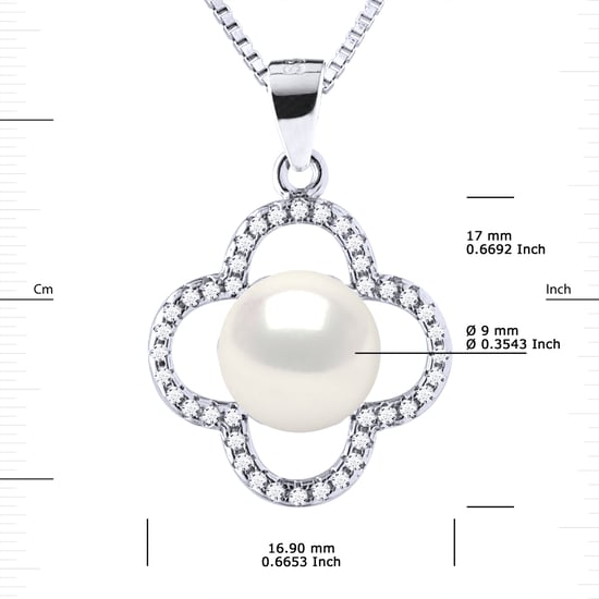 Clover Ketting Freshwater Pearl White 9-10 mm 925 - Image 3