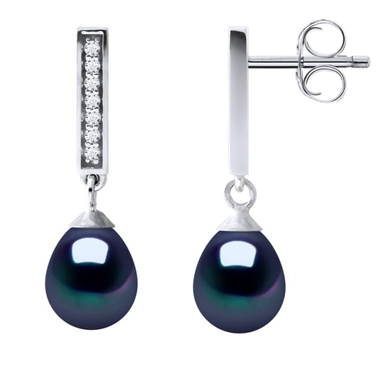 Earrings Dangle Freshwater Pearls 6-7mm Black Pears Jewelery 925 - Image 1